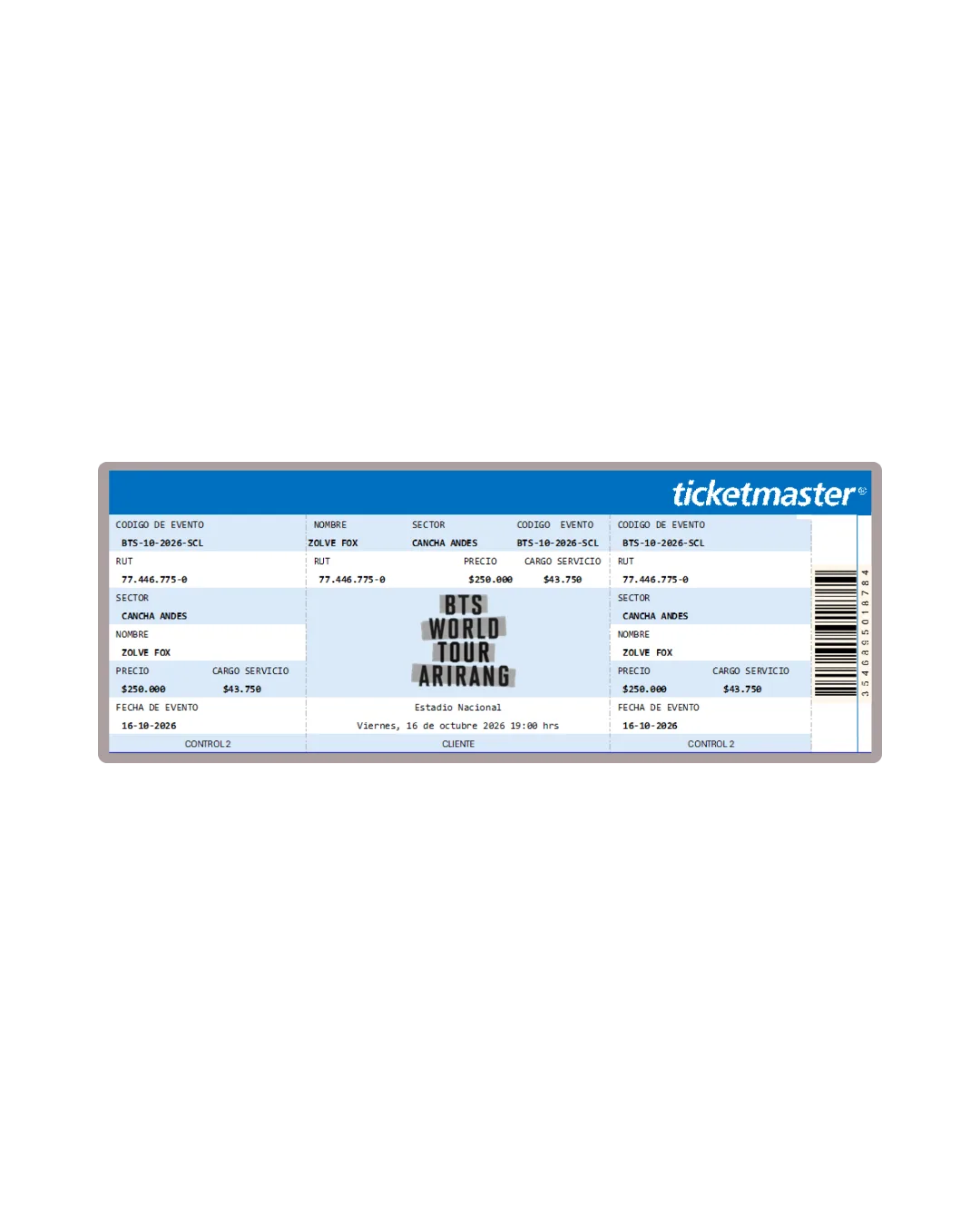 Entrada Conmemorativa con Datos